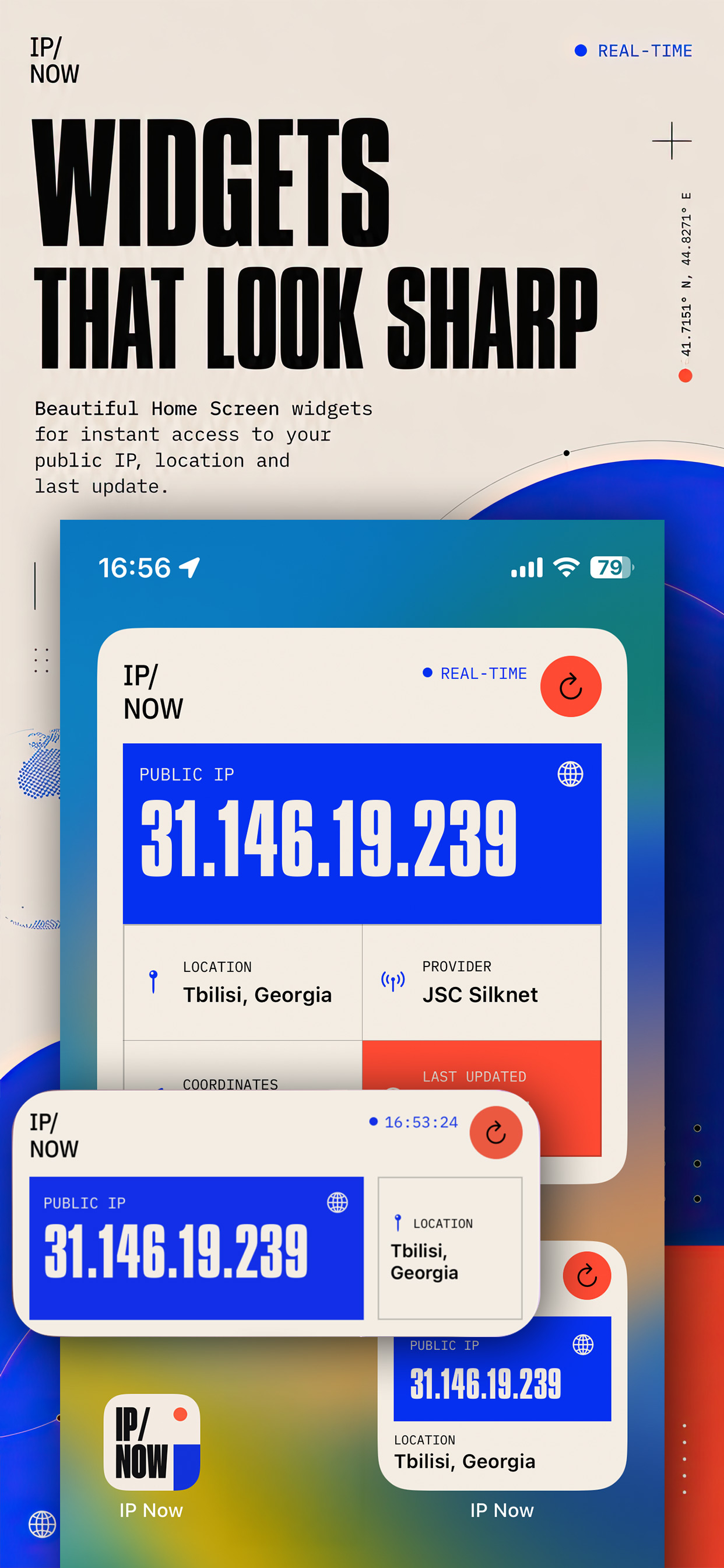 IP Now Home Screen widgets for public IP and location